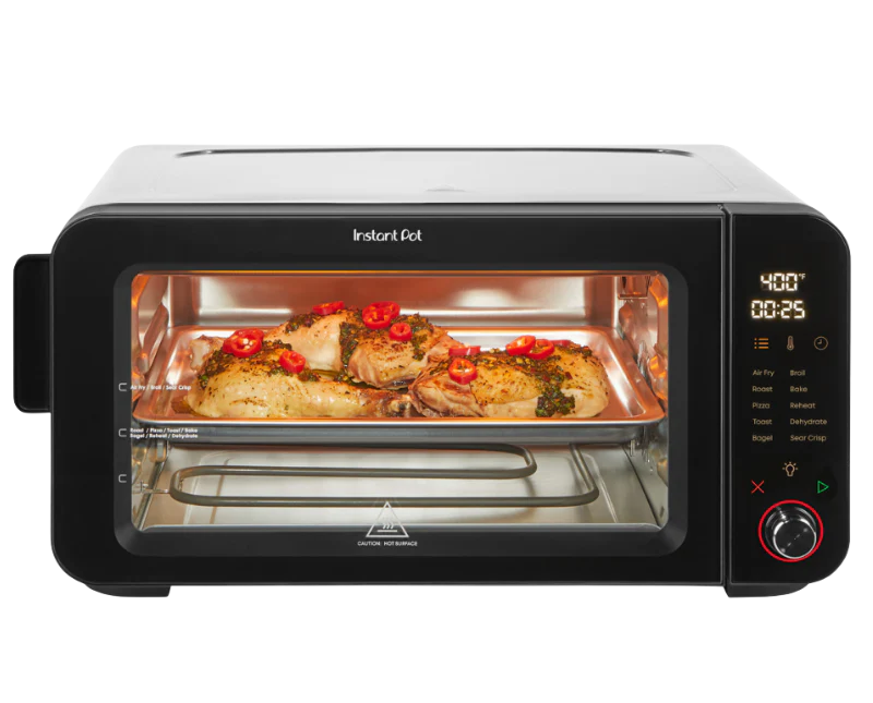 Front-facing view of the Instant Pot 6-Slice InstantHeat Air Fryer Toaster Oven